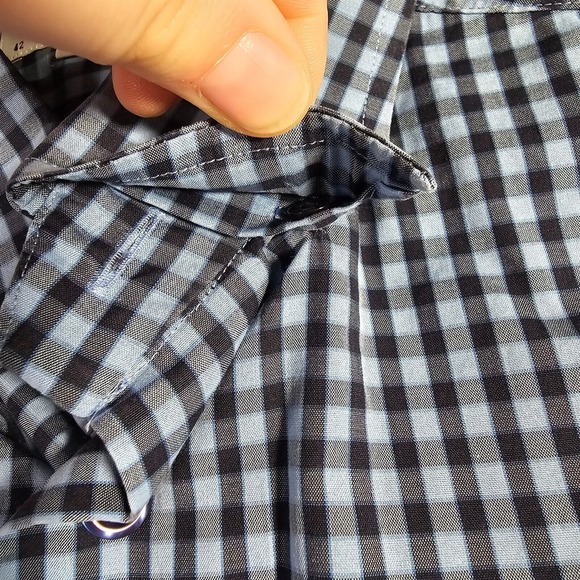 Eton Men Gingham Plaid Dress Shirt Size‎ Large Blue Business Office Workwear - Picture 5 of 14